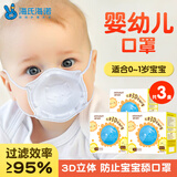 海氏海诺儿童3D立体防护口罩男女幼童0-1岁宝宝婴儿口罩8只*3盒防花粉柳絮