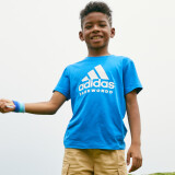 阿迪达斯 （adidas）儿童T恤夏季户外运动休闲百搭短袖 蓝/白 152