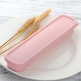 Buyer Star  餐具盒子 空 大号便携式学生塑料装的收纳盒筷子盒 24cm[粉色]