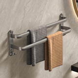 一卫太空铝毛巾架免打孔卫生间置物架浴室挂件浴巾架洗手间厕所双杆