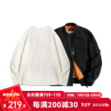 马登工装 美式复古MA-1飞行员夹克休闲棒球服短款外套春秋男潮痞帅 黑色MA1+米白长T 2XL