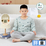 WVSV胖男孩A类纯棉加肥加大秋衣秋裤套装中大童宽松胖童睡衣保暖内衣 绿色 170