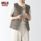 无印良品MUJI 女式 轻量羽绒便携式背心 女士马甲马夹外搭冬季款BDC06C1A 浅灰棕色 M