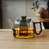 高茗2024新款玻璃炮茶壶加厚耐高温高硼硅玻璃茶壶茶水分离家用泡茶壶