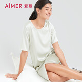 爱慕女桑蚕丝真丝简约连衣裙睡裙睡衣家居服AM447321酥绿色160