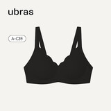 ubras花瓣杯软支撑文胸罩细肩带女士内衣女无钢圈聚拢黑-背心M