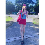 天丂游泳衣女士连体浮潜水衣服泡温泉沙滩玩水性感网红新款外穿 红裙XL