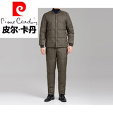 皮尔卡丹（pierre cardin）冬季男士羽绒服内胆套装中老年爸爸冬装加厚羽绒保暖内衣男两件套 军绿色 2XL