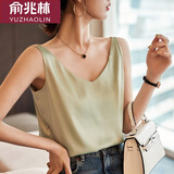 俞兆林吊带背心女夏季内搭西服西装白色V领缎面无袖外穿打底上衣 ES2021 豆绿色1件 均码 （90-135斤）