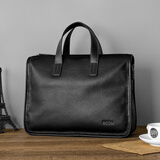 COW公文包男真皮手提包头层牛皮男包商务电脑包C-8620 典雅黑 14英寸