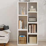 雅美乐书柜组合简易书架落地客厅卧室阳台储物收纳柜子 七格暖白