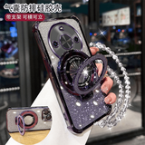 ZKOZKX适用华为畅享70X手机壳BRE-AL80女款镜头全包保护套闪粉支架手链四角气囊防摔电镀硅胶软壳网红 护镜四角防摔【闪卡-紫色】+闪粉支架+手链+全屏膜 华为畅享70X