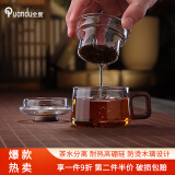 全度高硼硅耐高温办公杯茶杯烟灰色杯子简约带过滤茶水分离玻璃杯迷你 祥云墩墩杯透明色 200ml 1只