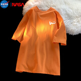NASA MARVEL短袖T恤男2024夏季新款重磅纯棉宽松短袖T恤ins潮流上衣 橙色 XL