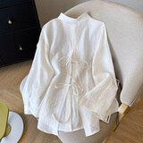 巧丂白色防晒衬衫外套女夏季薄款外搭空调开衫衬衣慵懒风上衣 白色 均码