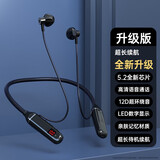 PINNY 1500小时超长待机蓝牙耳机无线颈挂脖式新款运动5.3芯片大电量可插内存卡颈挂式运动司机外卖骑手 简配版黑色待机1000小时 至尊1500小时待机+36D音效+5.3