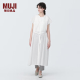 无印良品（MUJI）女式 强捻法国袖连衣裙 女装裙子夏季纯棉全棉衬衫连身裙BC2JGC4S 白色 L(165/88A)