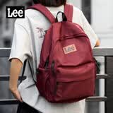 Lee双肩包男大学生通勤休闲书包女高中生初中生背包上课电脑包简约 酒红色