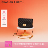 CHARLES&KEITH经典菱格链条小方单肩斜挎包包女包生日礼物CK2-70160131 Black黑色 小包