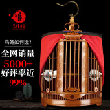艺隆鸟笼竹制画眉八哥撩哥鹦鹉笼大型号蝴蝶笼复古广西玉林竹编鸟笼子 豪华版【全套配置】 直径36cm