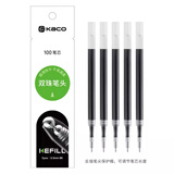 KACO  亚规KEFILL笔芯中性笔芯0.5mm按动签字笔替芯彩色黑色红色蓝色双珠笔头双倍书写笔芯 10cm黑色5支装（耐写宝笔头）