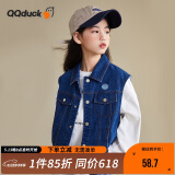 可可鸭（QQ DUCK）童装儿童牛仔马甲女童外套无袖坎肩青少年衣服经典马甲深蓝；110