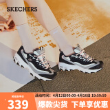 斯凯奇（Skechers）复古老爹鞋厚底增高休闲运动女鞋13143黑色/灰色36
