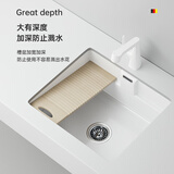 OUIPAD阳台陶瓷洗手盆台下盆嵌入式洗衣盆带搓板加深洗衣池菜盆水槽 WH500*445单盆+下水+搓板