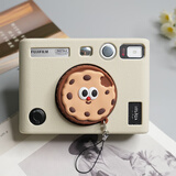 JUNESTAR相机包适用于富士拍立得Instax EVO Mini 40/90硅胶套相机包防摔壳拍立得相机软包相机套 硅胶套EVO 象牙白+饼干被咬了镜头盖