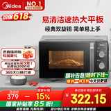 美的（Midea）微波炉经典升级款M2A 家用小型20升平板式易清洁快捷双旋钮高效速热杀菌除味以旧换新