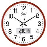 康巴丝（Compas）挂钟走时客厅办公室钟表挂墙简约创意时钟时尚石英钟现代挂表 3158Y日历咖木(34*34cm)