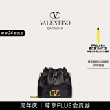 华伦天奴VALENTINO女士 VLOGO SIGNATURE 迷你羊皮水桶包 黑色 均码