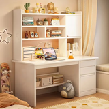 立太（LEADTEK）实木书桌学习桌电脑桌书柜书架一体家用小户型转角桌学生写字桌子 儿童成人通用+100cm暖白色加高款