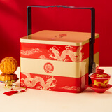 稻香村月饼礼盒蛋黄莲蓉传统枣泥蛋酥月饼中秋节礼品企业送员工福利团购 祥龙心意礼【14饼10味】三层铁盒