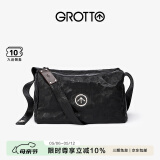 GROTTO个乐黑石包经典大容量植鞣绵羊皮单肩斜挎通勤软包男女款520礼物 黑石L（银标）