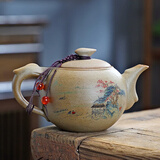 WCZ胖东来茶具粗陶茶壶功夫配件紫砂壶老陶泥复古手把壶家用办公侧把 小桥流水龙壶 201mL(含)-300mL(含)