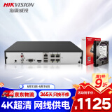 HIKVISION海康威视网络硬盘录像机监控4路POE网线供电NVR满配4个摄像头带4T硬盘DS-7804N-K1/4P