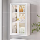 豫之曙卫生间马桶置物架上方收纳柜免打孔浴室厕所防水壁柜多功能置物柜 白色-升级51cm宽三层置物柜-双开