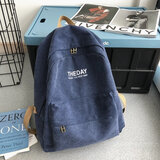 宾拓（BESSTOVV）书包男中学生高中大学生帆布双肩包男港风纯色简约大容量休闲背包 蓝色小号带两侧水杯袋不带赠品