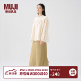 无印良品（MUJI）女式 法兰绒 抽褶罩衫 美拉德风纯棉衬衫 原色 XL