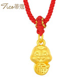 蒂蔻（Tico）新年礼物本命年足金十二生肖黄金吊坠蛇项链3D硬金蛇生肖挂坠