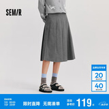 森马（Semir）森马半身裙女仿毛呢裙子24冬新款A字百褶裙遮胯显瘦109724120001