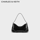 CHARLES&KEITH腰带设计拉链斜挎单肩腋下包包女包生日520礼物CK2-20671702 Noir黑色 小包
