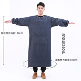 柠潮加肥加大围裙工作服牛仔反穿衣帆布罩衣男女防污耐磨劳保罩衫成人 加长特大码