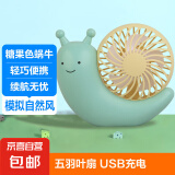 电风扇小风扇手持风扇迷你桌面风扇usb风扇充电网红爆款便携式随身风扇可爱卡通静音 蜗牛-清新绿