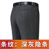俊欣鸟秋冬厚款西裤男士西装裤中年高腰宽松直筒免烫正装休闲西裤长裤子 1195#深灰隐条【秋冬厚款】 33码=2尺6腰围