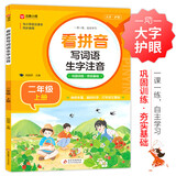 小学生看拼音写词语生字注音 二年级上册 根据小学人教版语文教材编写 巩固训练 夯实语文基础 语文生字词一课一练 自主学习 彩色印刷 大字 宽行距