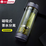 希诺（heenoor）希诺茶水分离新品男士高端磁吸式玻璃杯茶具双层防漏保温泡茶水杯 磁吸款：7012紫灰300ml-带防伪码