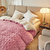 Erwin Rommel塔芙绒+羊羔绒多功能被套毯子 毛毯盖毯 秋冬保暖双层加绒多功能 被套毯-豆沙-塔芙绒+羊羔绒 200x230cm-约4.5斤