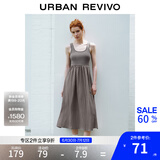 UR夏季新款女装时尚法式简约高级感拼接连衣裙UWU740055 卡其绿 S